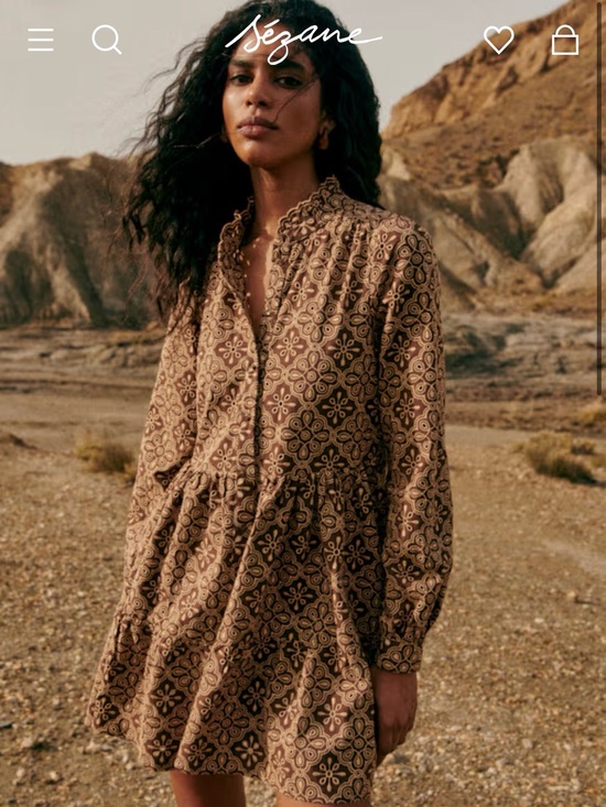 Sezane Dresses & Skirts - Sezane Hidaya Brown Patterned Mini Dress